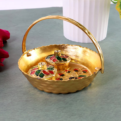 Peacock Meenakari Pooja Tray - (1 Pc)