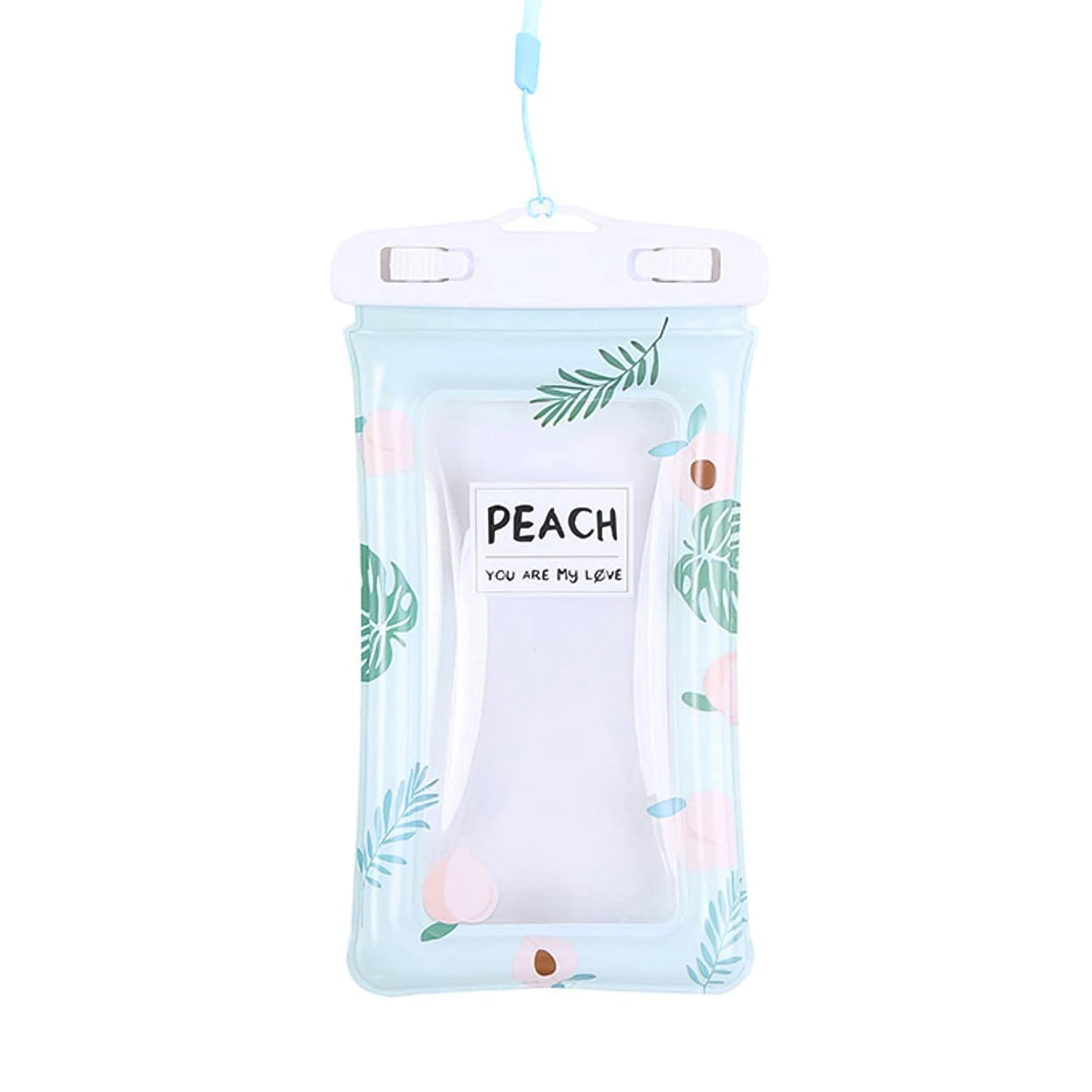 Waterproof Peach Transparent Mobile Pouch With Neck Strap (1 Pc)