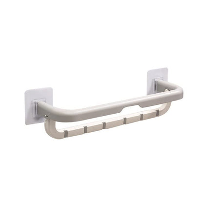 1515 Wall Mounted Double Bar Towel Holder With Hooks  Multifunctional Adjustable Towels Rack For Kitchenbathroom  Folding Towel Shelf