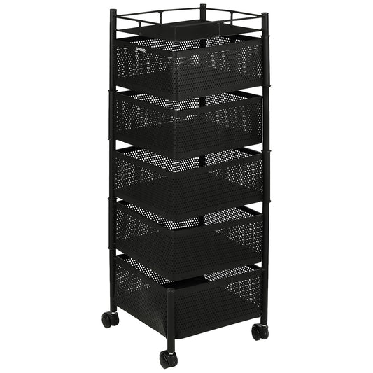 5 Layer Multipurpose Kitchen Storage Trolley With Wheels