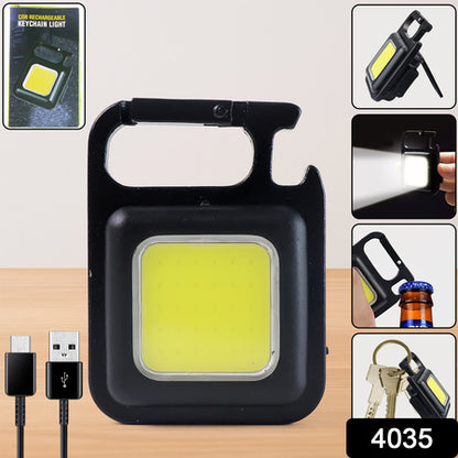 4035 Rechargeable Keychain Mini Flashlight With 4 Light Modesultralight Portable Pocket Light With Folding Bracket Bottle Opener And Magnet Base For Camping Walking