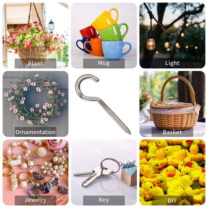 Eye Hooks Screw In Heavy Duty Stainless Steel Eye Bolts Screw (7 Pc Set)