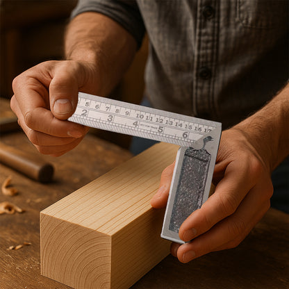 Heavy-duty Metal Try Square Ruler Set (2 Pc)