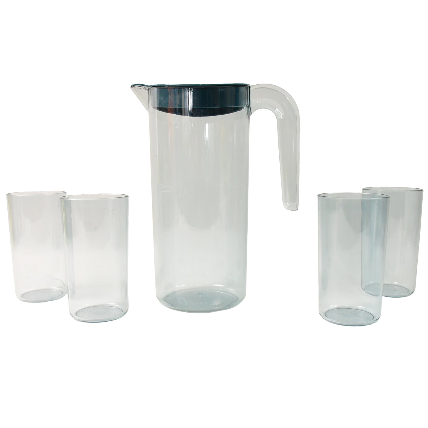 Apex Crystal Premium Jug With Lid  4 Pcs Glass (1500 Ml  300 Ml Approx  5 Pcs Set)