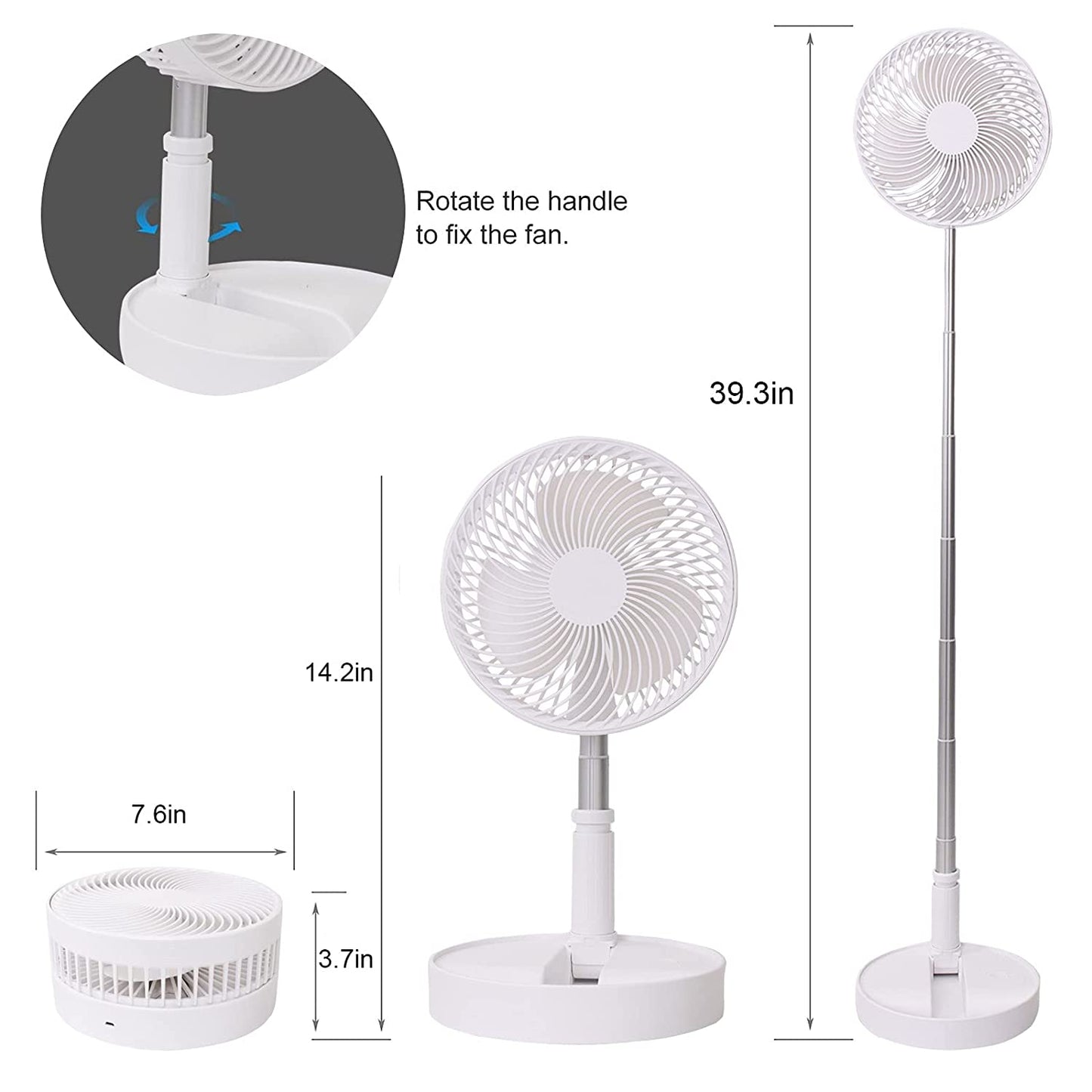 7206 Telescopic Electric Desktop Fan Height Adjustable Foldable  Portable For Travelcarry  Silent Table Top Personal Fan For Bedside Office Table (Battery Not Include)