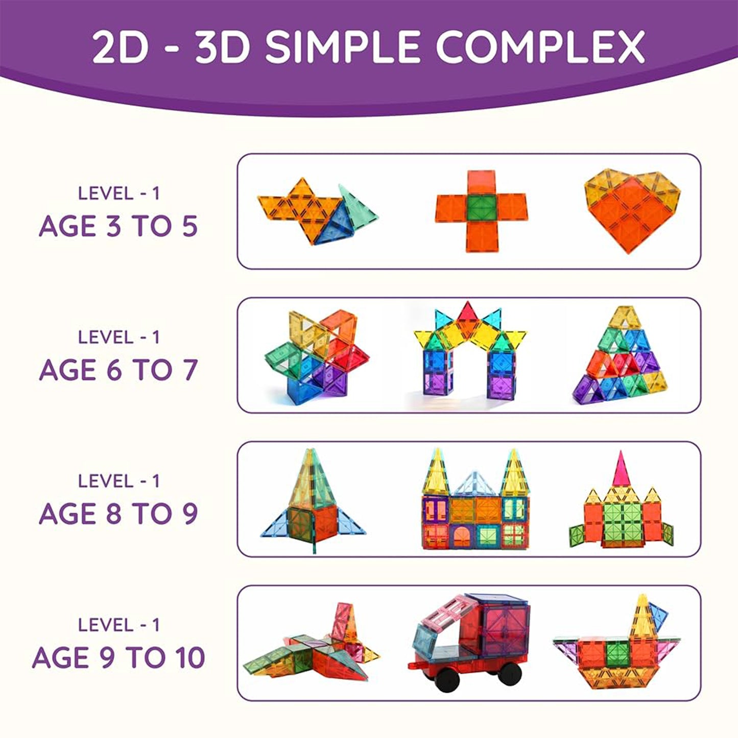 Magnetic Building Tiles Construction Toy Set (16 Pc  Set)