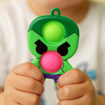 Silicone Pop It Fidget Toy With Keychain Clip (1 Pc)