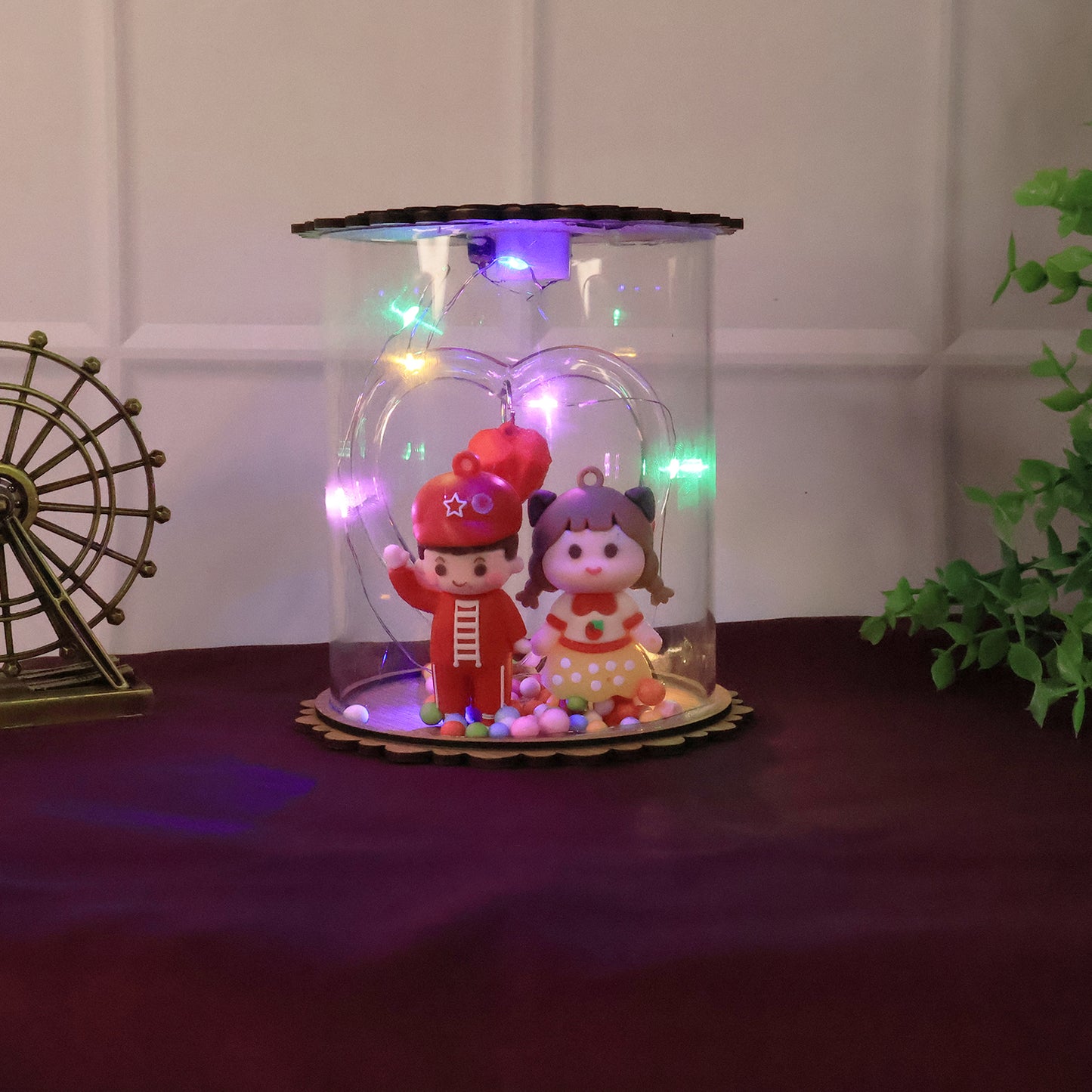 Cute Led Light Figurine Snow Globe (1 Pc)