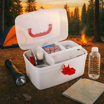6412 Medical Box 1 Pieceindoor Outdoor Medical Utilitymedicine Storage Boxdetachable Tray Medical Box Multi Purpose Regular Medicine First Aid Box With Handle