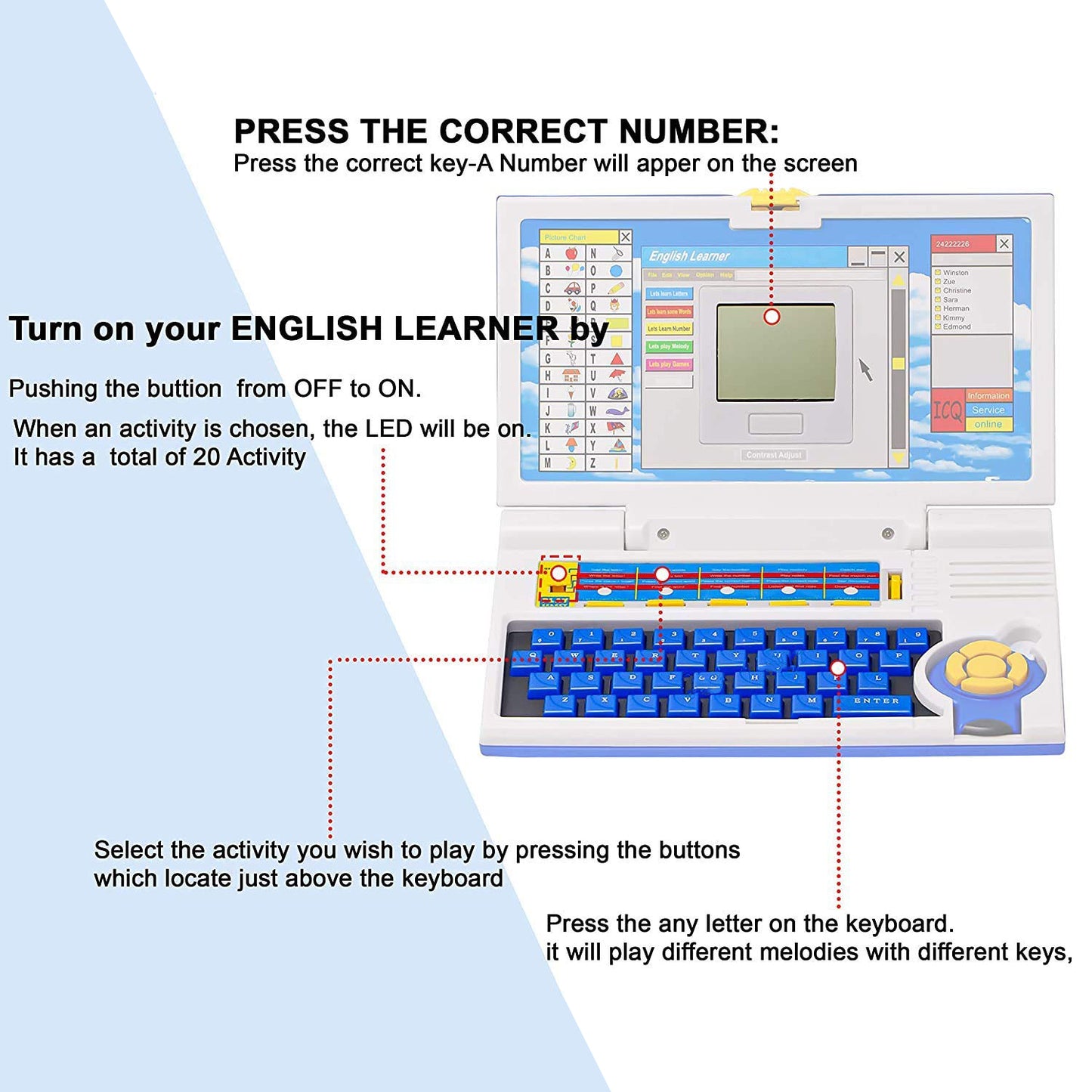 English Learner Educational Laptop Toy  20 Learning Activities