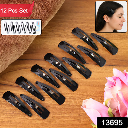 Metal Tik Tak Hair Clips (12 Pcs Set)