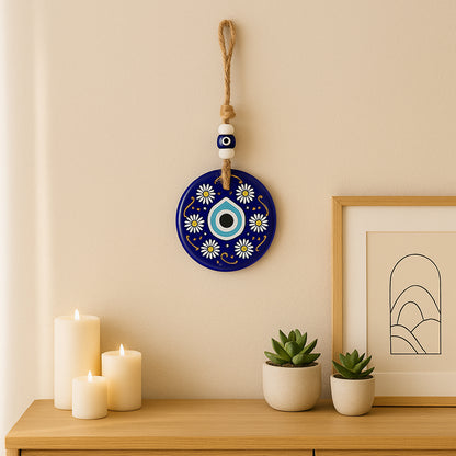 Decorative Evil Eye Wall Hanging Nazar Protector Charm With Beads Wind Chime (1 Pc)
