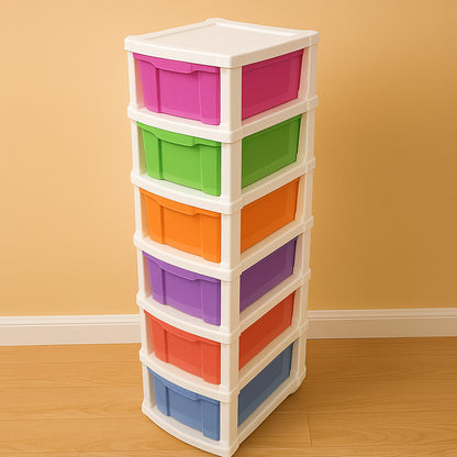 6-layer Multi-colored Plastic Storage Drawer Cabinet