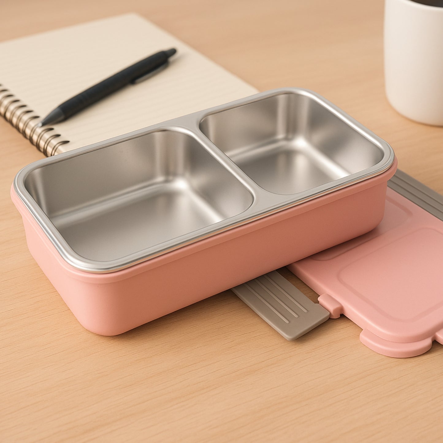 5583 Miracle Quick Lock Leak Proof 2 Compartment Stainless Steel Lunch Box Inner Plate Reusable Microwave Freezer Safe Lunch Box Trendy Thermal Insulation Leak Proof For Office Vacuum Tiffin Box For Boys  Girls  School  Office Women And Men