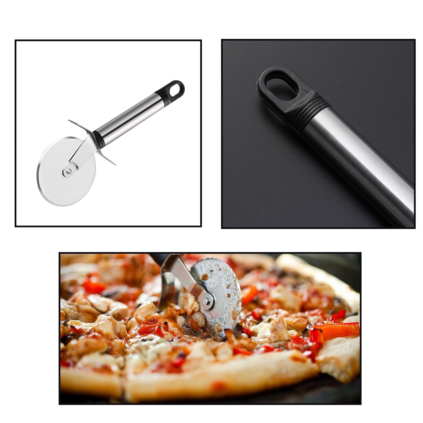 2732 Stainless Steel Pizza Cutter Pastry Cake Slicer Sharp Wheel Type