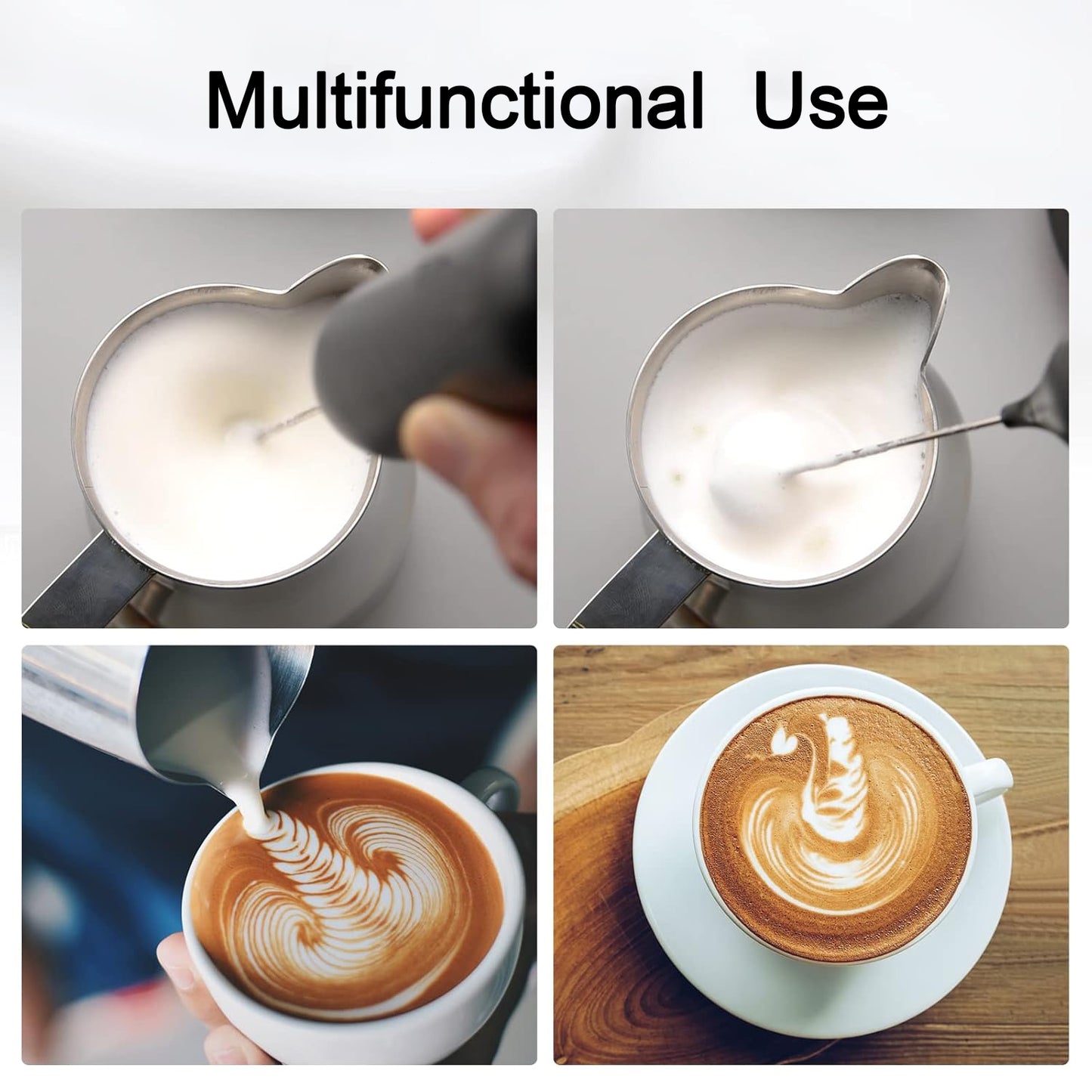 Small Electric Handheld Milk Frother With Stainless Steel Whisk (1 Pc)