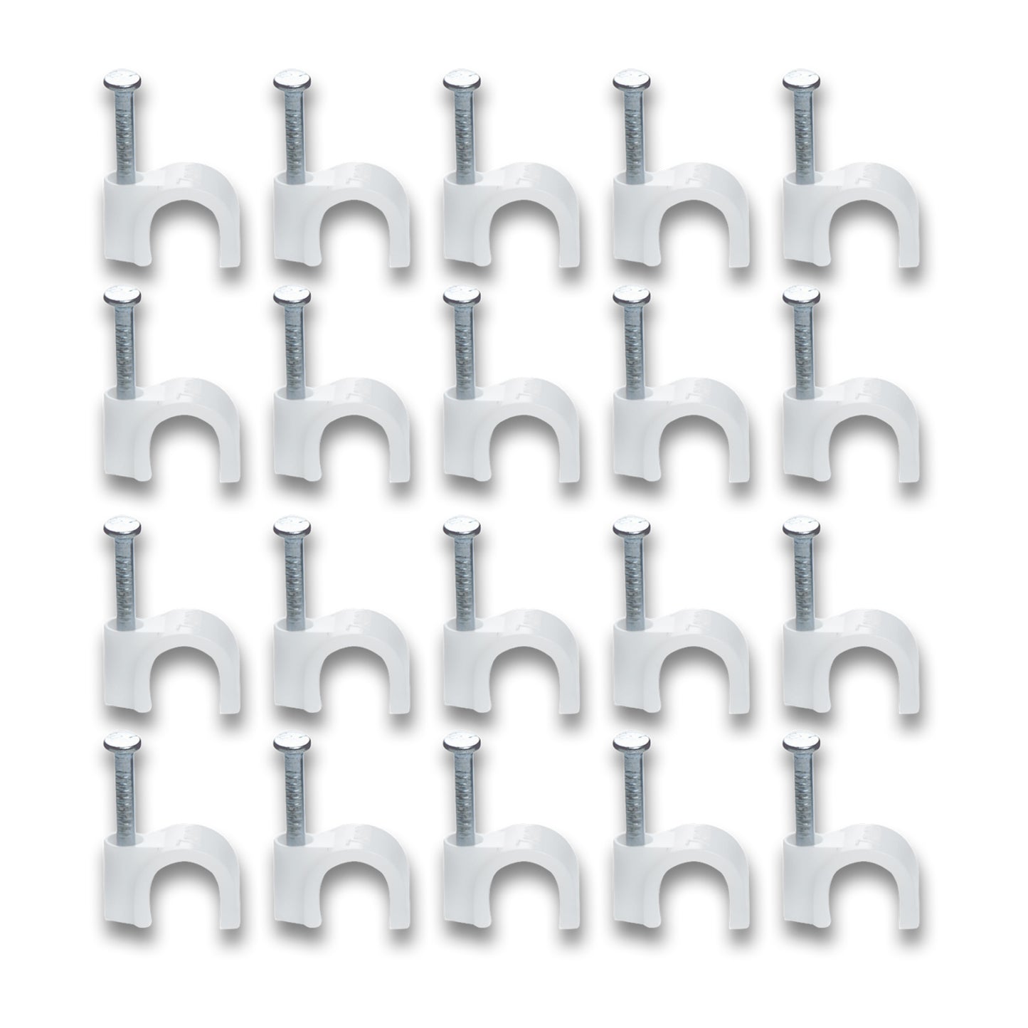 Wire Wall Clips Plastic Cable Clips Round Wire Pins With Steel Nail (20 Pcs Set)