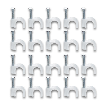 Wire Wall Clips Plastic Cable Clips Round Wire Pins With Steel Nail (20 Pcs Set)