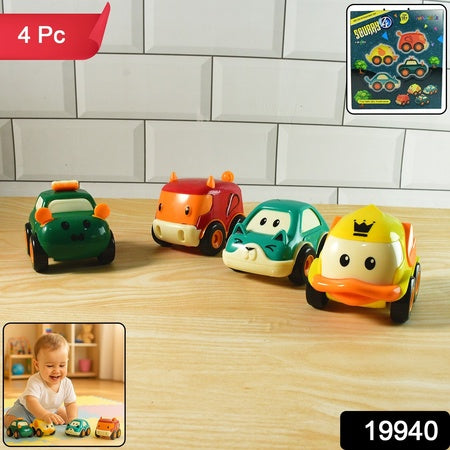 Funwoods Animal Cartoon Pull-back Toy Car - (4 Pc  Set)