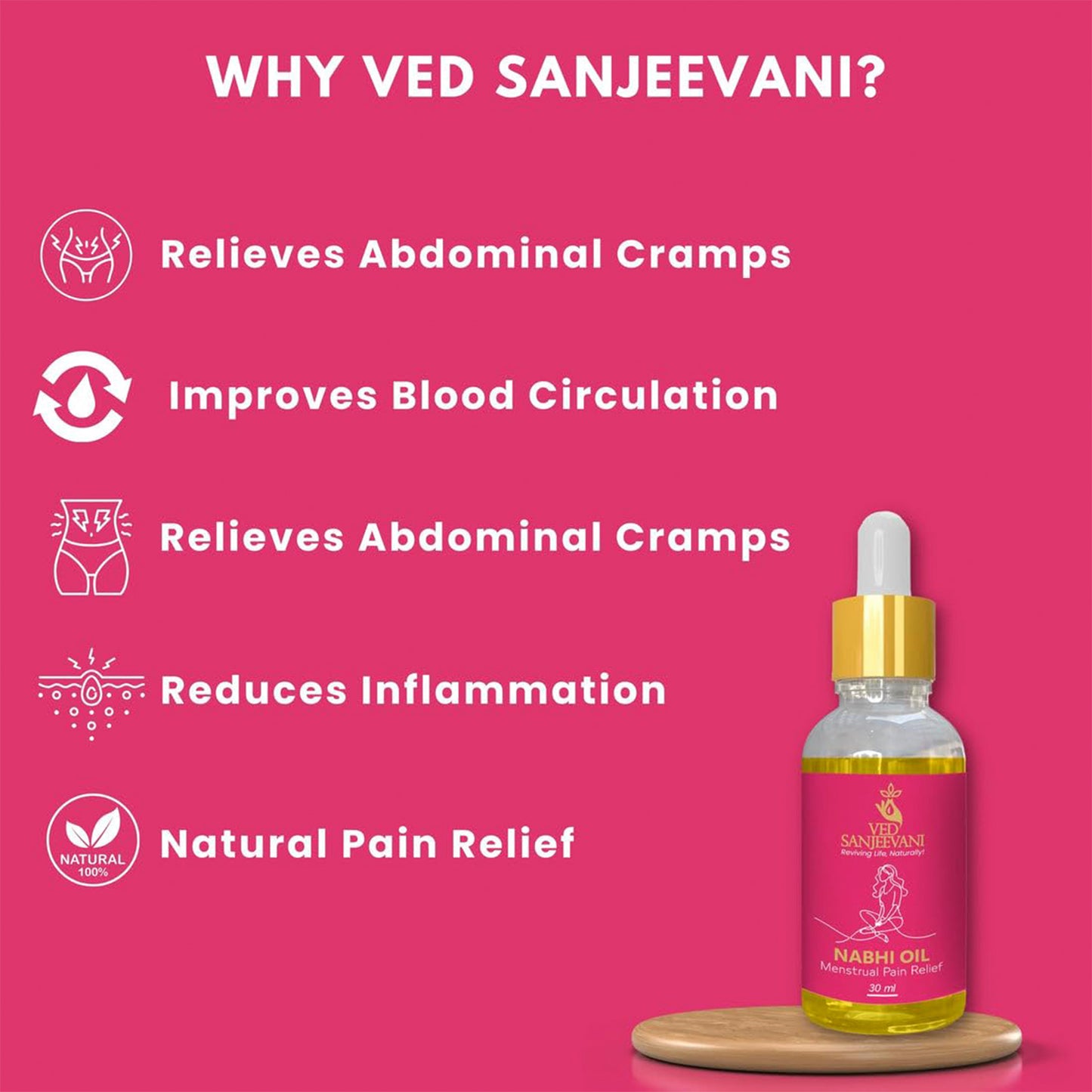 Ved Sanjeevani Nabhi Oil For Menstrual Pain Relief (30ml  1 Pc)