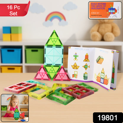 Magnetic Building Tiles Construction Toy Set (16 Pc  Set)