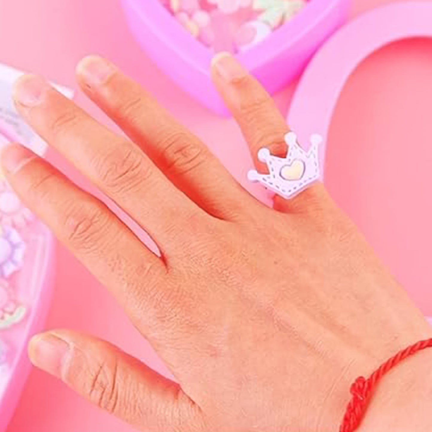 Adorable Playful Decorative Rings For Children In Heart Shaped Storage Box (35 Pcs Aprpox