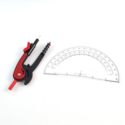 2 Pc Geometry Set  Built-in Pencil Grip + Transparent Plastic Protractor  School Geometry Tools Kit