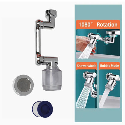1509  Splash Faucet Filter Faucet 1080 Rotating Faucet Sprayer Head Double O-ring Design Movable Tap Water Saving Sink Aerator Extender For Bathroom Kitchen