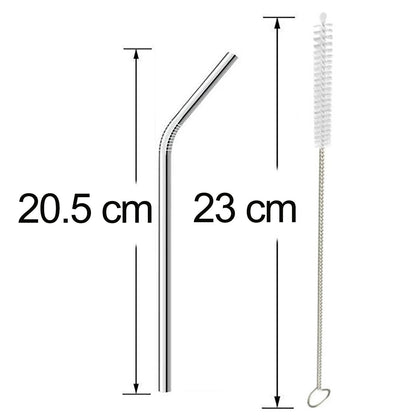 1733 Reusable Stainless Steel Drinking Straws Bent (4 Bent Straws 1 Brush)