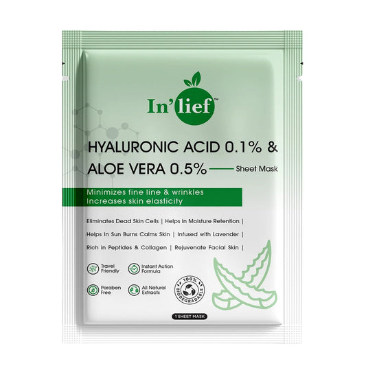 Inlief Hyaluronic Acid 0.1  Aloe Vera 0.5 Hydrating Facial Mask (1 Pc)