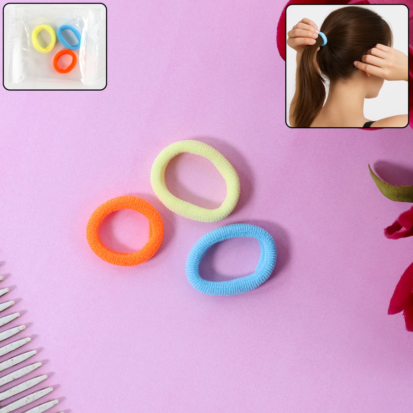 Seamless Soft Hair Elastics - (3 Pc  Set)