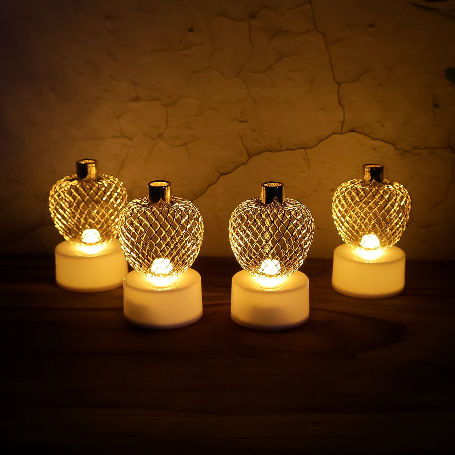 Decorative Apple Shape Led Tealight Candles - (4 Pc)