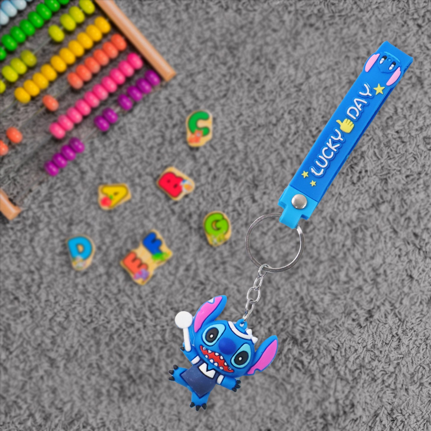 Cute Cartoon Silicone 3d Key Chain With Metal Hook  Strap (Pack Of 1)