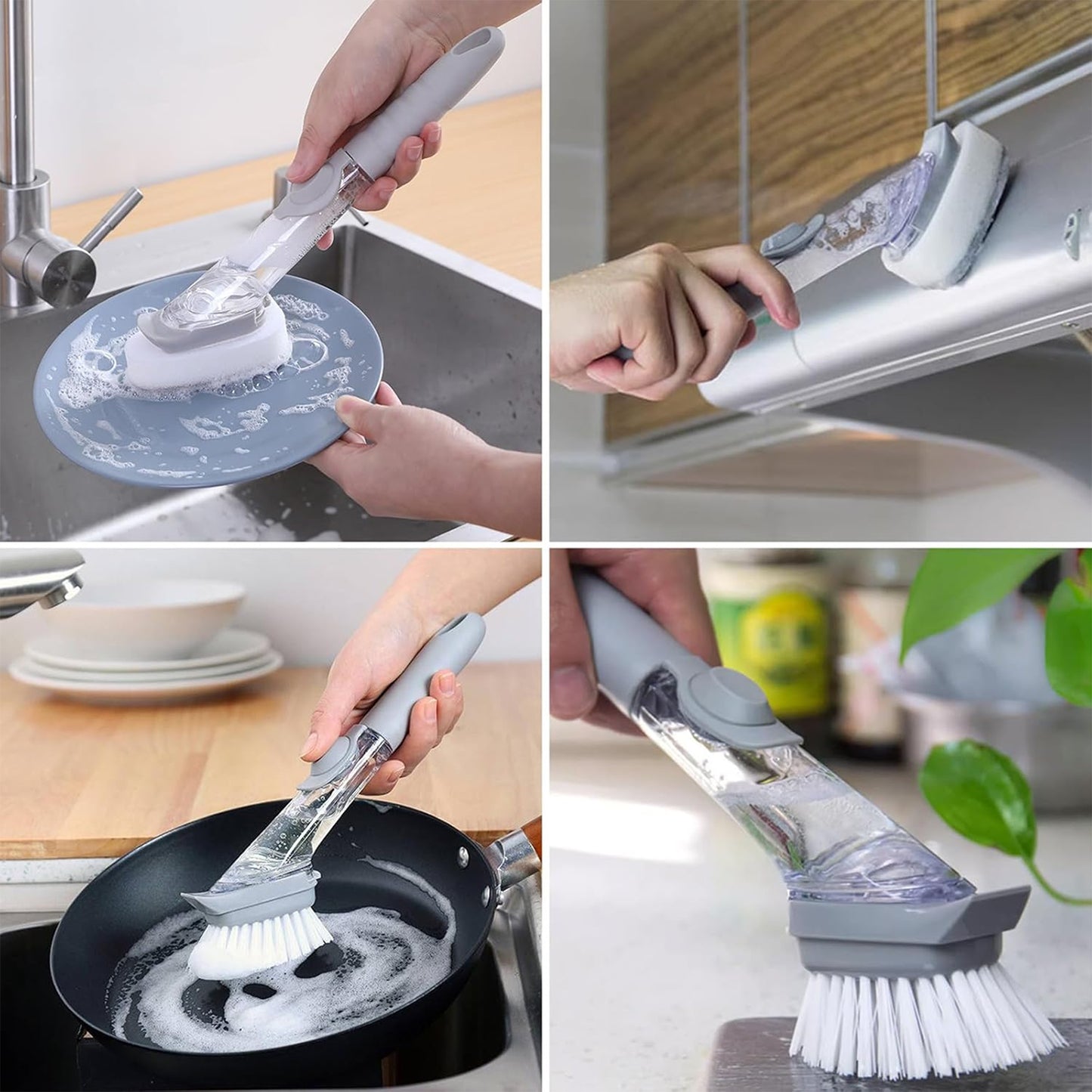 2 In 1 Soap-dispensing Dish Brush - (Set)